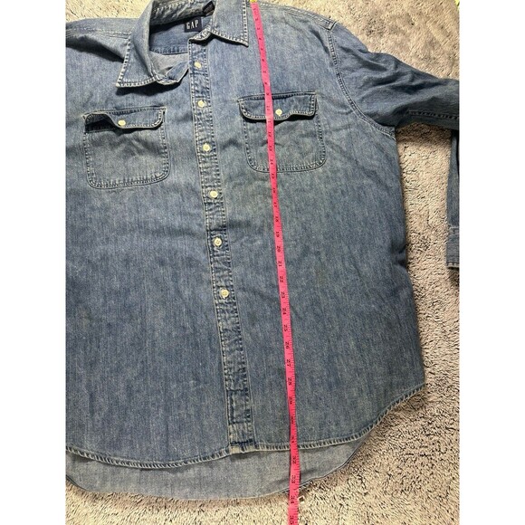 VTG Gap Denim Shirt Mens XL Button Down Distressed Jean Work Y2K 90s‎ - Picture 9 of 12